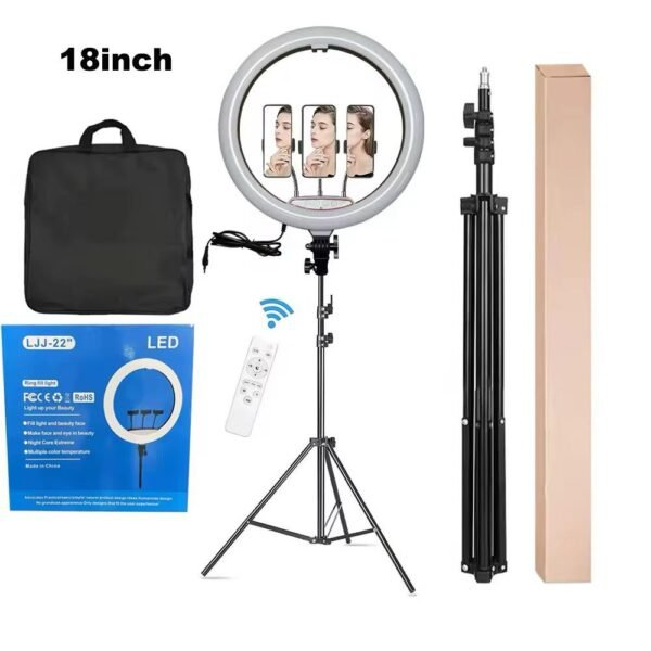 18 Inch Ring Light With Tripod Stand, 3 Phone holders