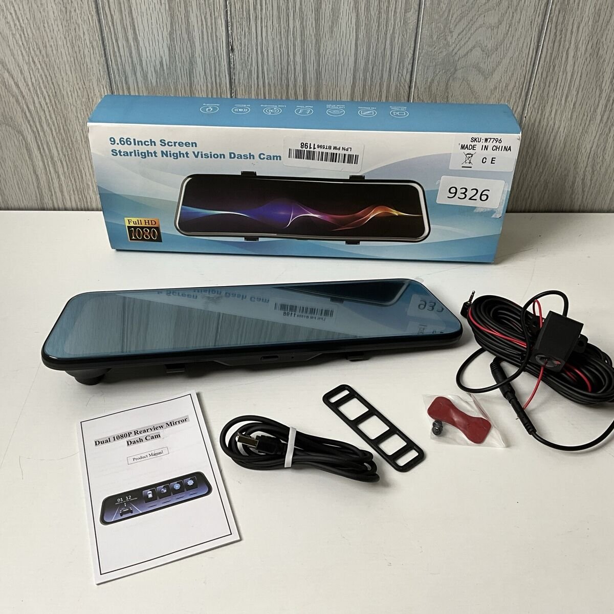 9.66 Inch Black Box DVR Dash Cam with Dual Lens