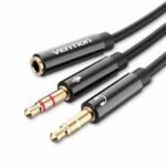 Vention 2*3.5mm Male to 4 Pole 3.5mm Female Audio Cable 0.3M Black ABS Type