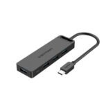 Vention 3-Port USB 3.0 Hub with Sound Card and Power Supply 0.15M Black