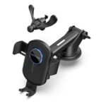 Vention One Touch Clamping Car Phone Mount with Suction Cup+Y-Shaped Clip Black Square Type