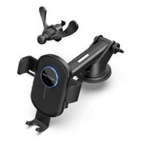 Vention One Touch Clamping Car Phone Mount with Suction Cup+Y-Shaped Clip Black Square Type