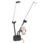 Flexible Double Arms LED Fill Light Bi-Color Dimmable Beauty LED Video Lights 3200K-4500K-5600K 3 Light Modes 45W with Phone Holder for Portrait Photography Live Streaming Vlogging Makeup