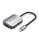 Vention Type-C to HDMI VGA USB3.0 PD Converter 0.15M Gray Metal Type