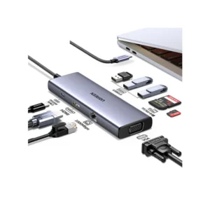 Ugreen 9-in-1 USB-C Multifunction Adapter - CM498 USB-C to USB 3.0 (3 Ports) + 4K HDMI + VGA + Gigabit Ethernet + SD & TF Card Reader