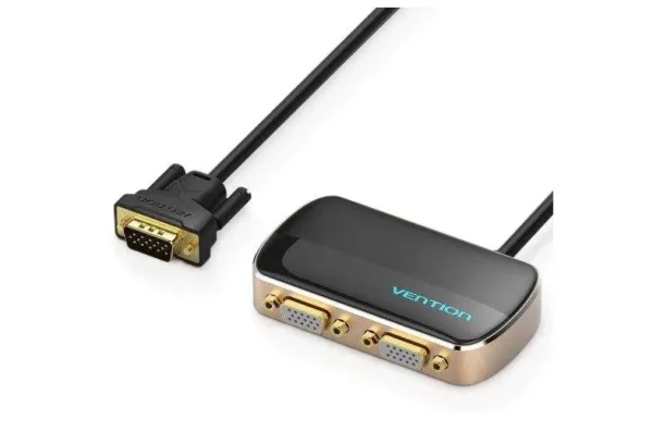 Vention 1 In 2 Out VGA Splitter Black Aluminum Alloy Type