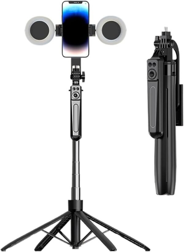 Selfie Stick Tripod, Selfie Stick Holder B17 Stainless Steel Tube 4 Ped Stand in Live Photography 1.8M - Image 2