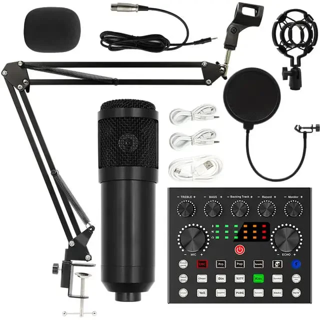 BM800 Condenser Microphone with V8 sound card for Live recording Sale price