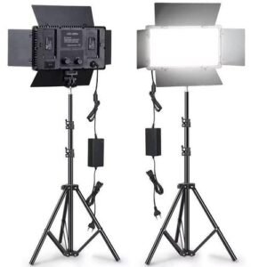 Dual LED Panel Light Kit With Adjustable Stands – High-Brightness Dimmable Studio Lights For Video, Live Streaming, And Professional Photography.