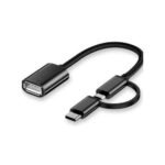 Dual OTG Adapter 2 In 1 (Micro Type-C) To (USB Female) - Black