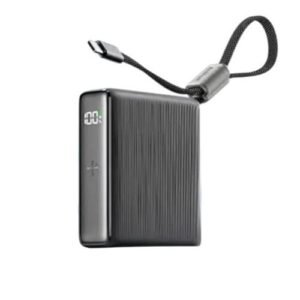 Oraimo Mini Powerbank, OPB-7103C PowerNova L11, 10000 mAH, Pocket Size 22.5W, Fast Charging, Dual Port, Type C Built In Cable Strap - Black