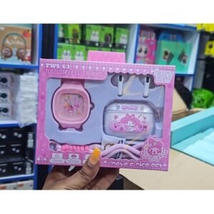 TWS 63 Wireless Earbuds + Kids Cartoon Watch Gift Set