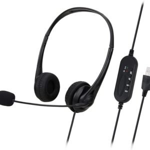 Call Center Wired Headset Wired Control USB Port with Microphone Telephone Operator Headphone Noise Canceling for Computer Phones Desk Boxes -SY490MV