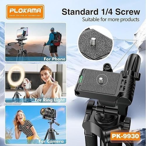 PLOKAMA PK 9930 Tripod 1.5M for Camera Camcorder Stand for Photography, Compatible with Mobile Phones and Cameras - Image 3