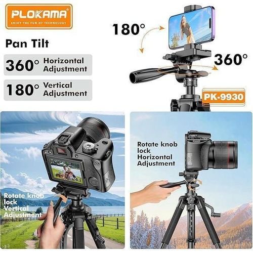 PLOKAMA PK 9930 Tripod 1.5M for Camera Camcorder Stand for Photography, Compatible with Mobile Phones and Cameras - Image 5