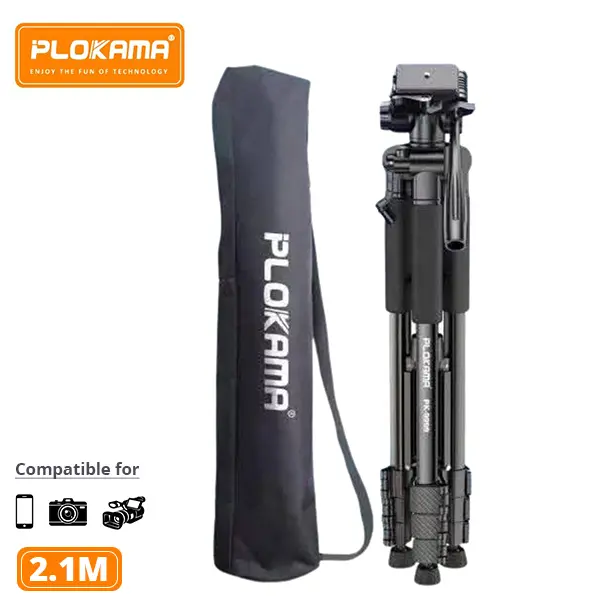 PLOKAMA PK-9999 2.1M Camera Tripod with Mobile Phone, camera Holder - Image 2