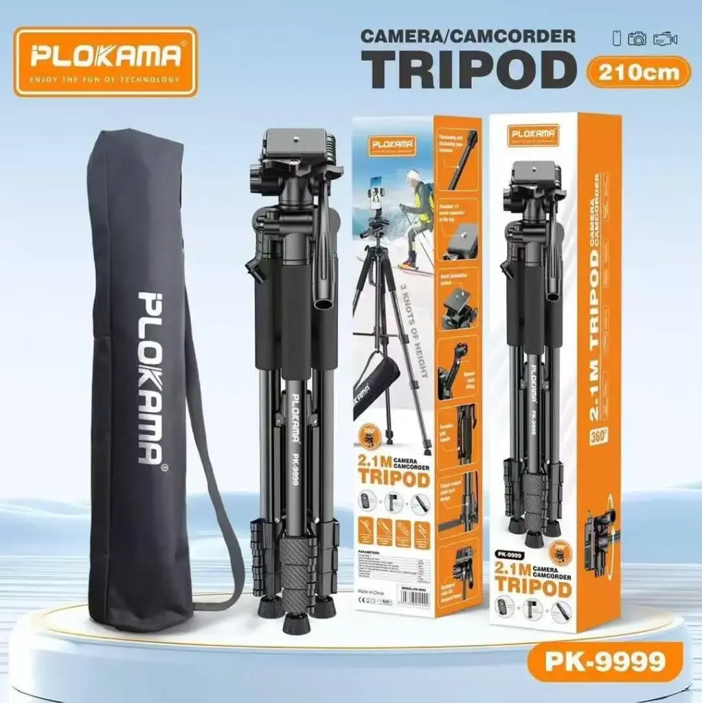 PLOKAMA PK-9999 2.1M Camera Tripod with Mobile Phone, camera Holder