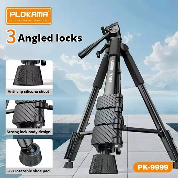 PLOKAMA PK-9999 2.1M Camera Tripod with Mobile Phone, camera Holder - Image 3