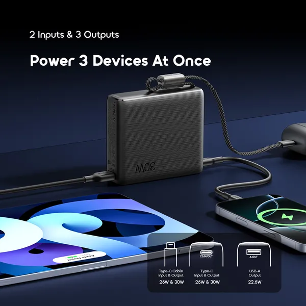 Oraimo PowerNova L21 OPB-7203C 30W 20,000mAh Fast Charging Power Bank with Built-In Input &Amp; Output Type C Cable - Image 5